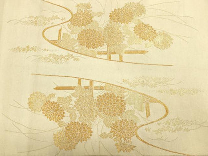 平和屋着物◎綴れ 太鼓柄袋帯 蒔絵小菊文 金糸 正絹 逸品 DAAJ4459re