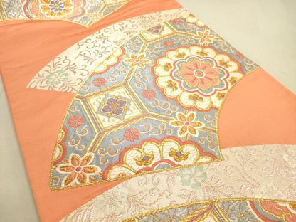 平和屋着物◎六通柄袋帯 唐織 地紙重ね正倉院花文 金銀糸 正絹 逸品 DAAJ4464re
