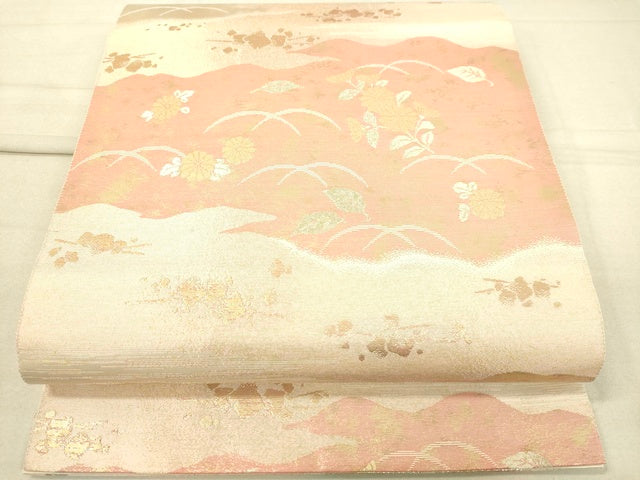 平和屋着物◎六通柄袋帯 草花文 金糸 引箔 逸品 DAAJ4506tw