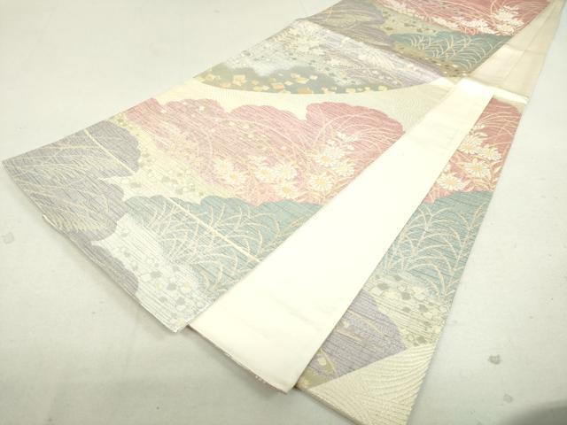 平和屋着物◎六通柄袋帯 雲取り草花文 金銀糸 逸品 DAAJ4656tw