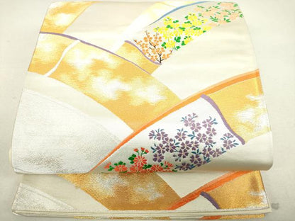 平和屋着物◎六通柄袋帯 竹花文 金銀糸 逸品 DAAJ4684tw