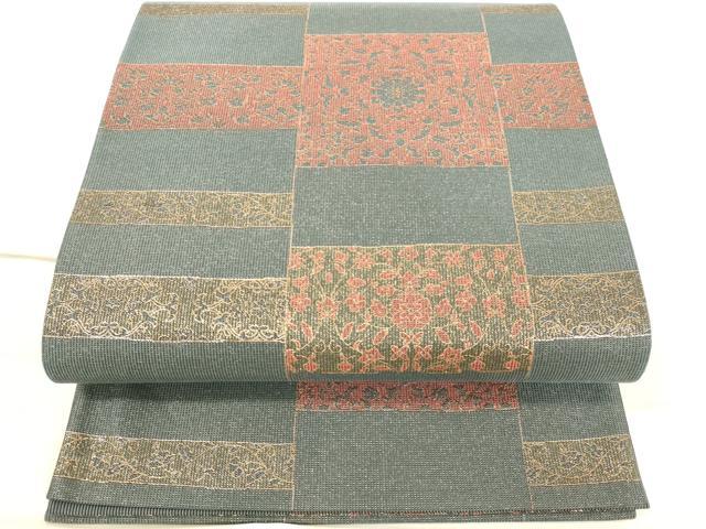 平和屋着物◎六通柄袋帯 横段洋花文 金糸 逸品 DAAJ4705tw