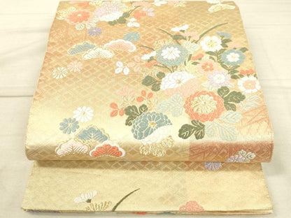 平和屋着物◎六通柄袋帯 唐織 花松文 金糸 逸品 DAAJ4742tw