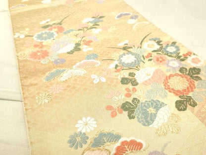 平和屋着物◎六通柄袋帯 唐織 花松文 金糸 逸品 DAAJ4742tw