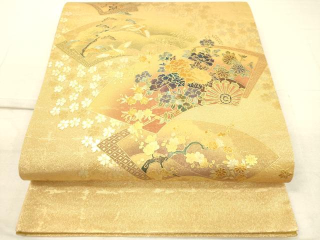 平和屋着物◎太鼓柄袋帯 地紙重ね草花文 金彩 逸品 DAAJ4743tw