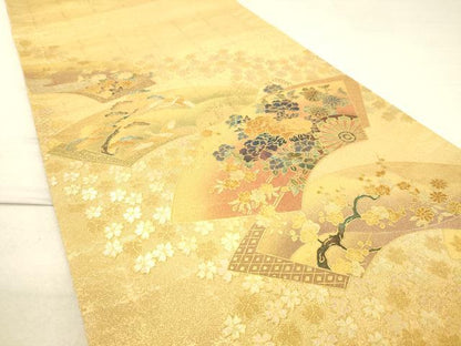 平和屋着物◎太鼓柄袋帯 地紙重ね草花文 金彩 逸品 DAAJ4743tw