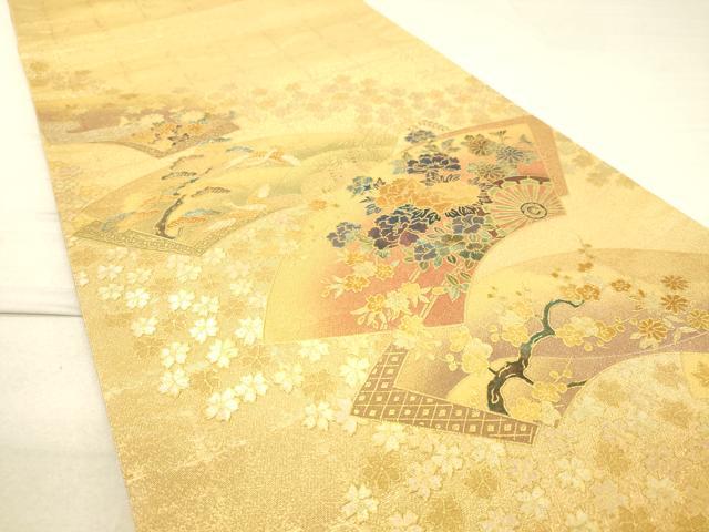 平和屋着物◎太鼓柄袋帯 地紙重ね草花文 金彩 逸品 DAAJ4743tw