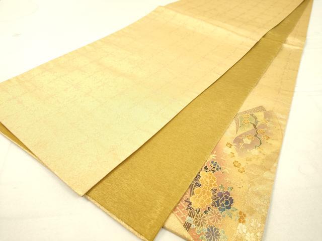 平和屋着物◎太鼓柄袋帯 地紙重ね草花文 金彩 逸品 DAAJ4743tw