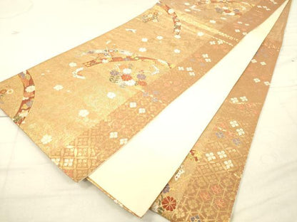 平和屋着物◎六通柄袋帯 唐織 籬花蝶文 金糸 引箔 鈴乃屋扱い 逸品 DAAJ4746tw