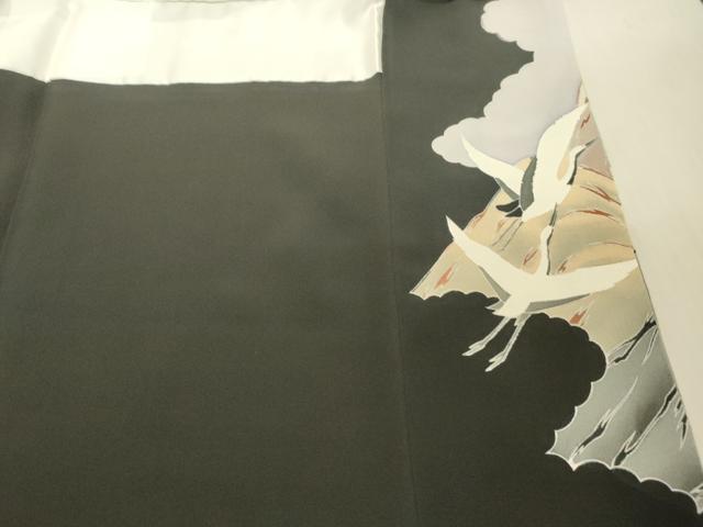平和屋着物■豪華黒留袖 遠山群れ鶴文 金彩 正絹 逸品 DAAJ5154rt