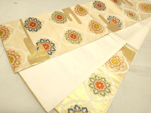 平和屋着物●六通柄袋帯　唐織　正倉院花文　金糸　正絹　逸品　DAAJ5675du
