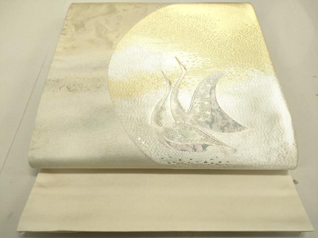 平和屋着物●太鼓柄袋帯 双鶴 金銀糸 正絹 逸品 DAAJ5871du