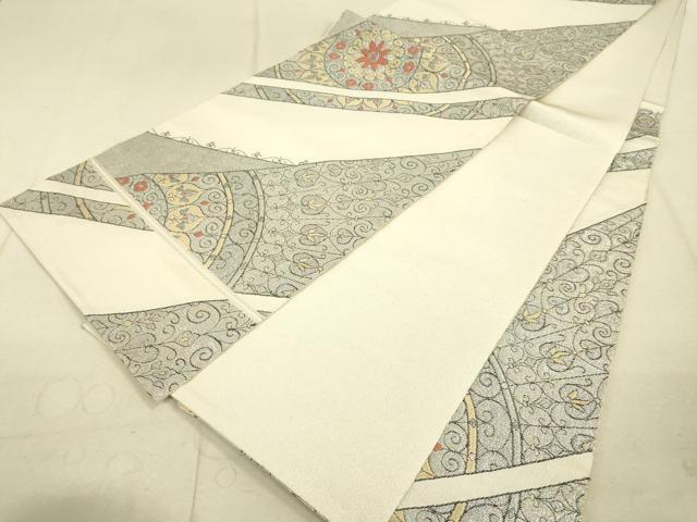 平和屋着物●六通柄袋帯 花唐草絵皿文 金銀糸 正絹 逸品 DAAJ6020fe