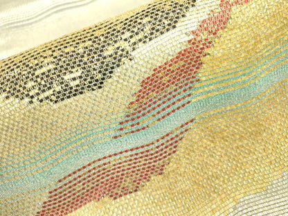 平和屋着物●六通太鼓柄袋帯 霞文 金銀糸 正絹 逸品 DAAJ6483fe