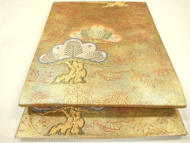 平和屋着物●六通柄袋帯 唐織 宝尽くし松文 金糸 引箔 正絹 逸品 DAAJ6535fe