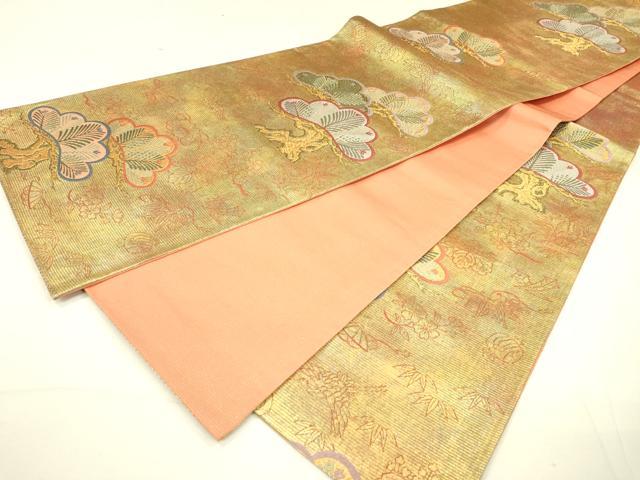 平和屋着物●六通柄袋帯 唐織 宝尽くし松文 金糸 引箔 正絹 逸品 DAAJ6535fe