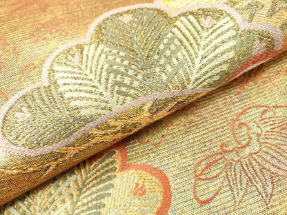 平和屋着物●六通柄袋帯 唐織 宝尽くし松文 金糸 引箔 正絹 逸品 DAAJ6535fe