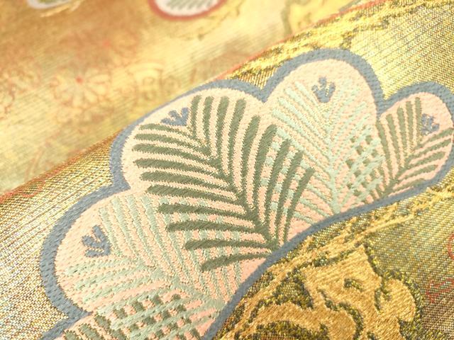 平和屋着物●六通柄袋帯 唐織 宝尽くし松文 金糸 引箔 正絹 逸品 DAAJ6535fe