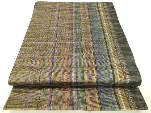 平和屋着物●全通柄袋帯 櫛織 間道 金糸 正絹 逸品 DAAJ6592fe