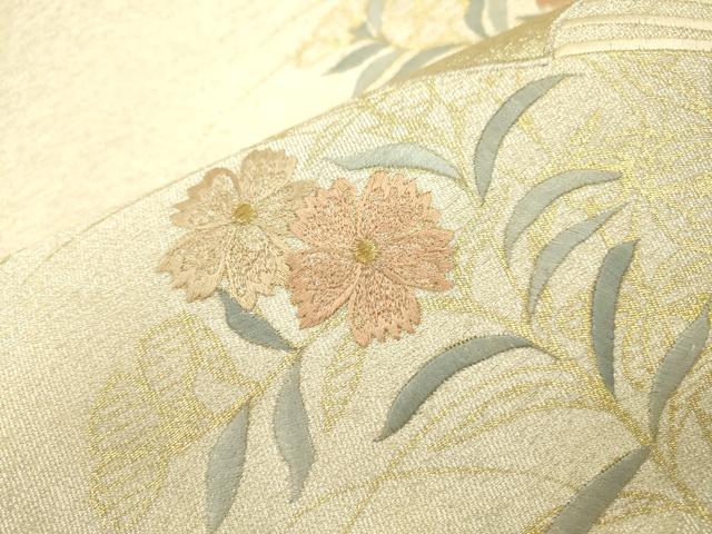 平和屋着物●綴れ 太鼓柄袋帯 刺繍 扇面花文 金銀彩 正絹 逸品 DAAJ6593fe