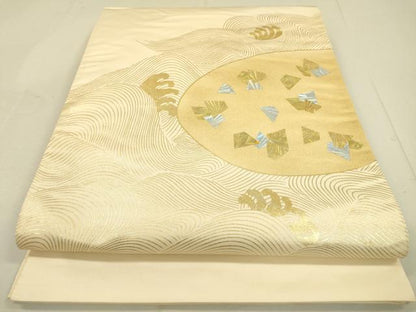 平和屋着物●太鼓柄袋帯 流水箔散らし文 金銀彩 正絹 逸品 DAAJ6673fe