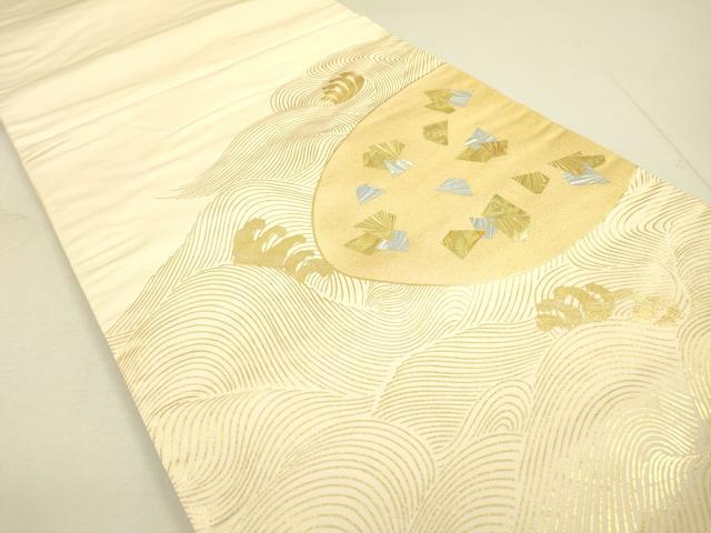 平和屋着物●太鼓柄袋帯 流水箔散らし文 金銀彩 正絹 逸品 DAAJ6673fe