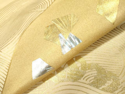 平和屋着物●太鼓柄袋帯 流水箔散らし文 金銀彩 正絹 逸品 DAAJ6673fe