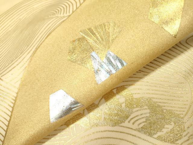 平和屋着物●太鼓柄袋帯 流水箔散らし文 金銀彩 正絹 逸品 DAAJ6673fe
