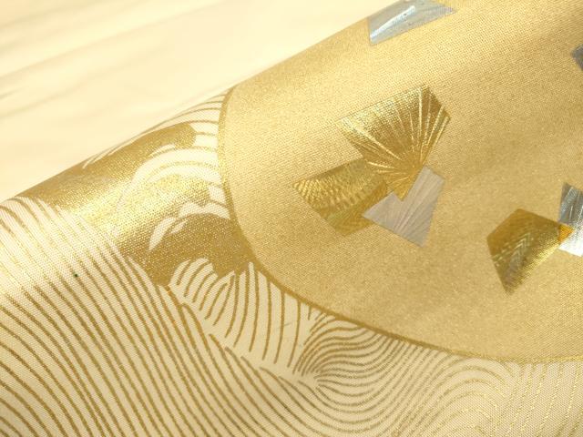 平和屋着物●太鼓柄袋帯 流水箔散らし文 金銀彩 正絹 逸品 DAAJ6673fe