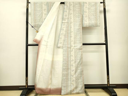 平和屋着物●結城紬 100亀甲 変わり間道 正絹 逸品 DAAJ6989fe