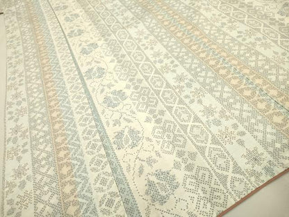 平和屋着物●結城紬 100亀甲 変わり間道 正絹 逸品 DAAJ6989fe