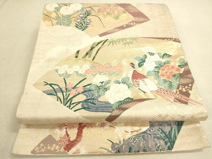 平和屋着物◎六通柄袋帯 唐織 地紙重ね鳳凰花文 金糸 逸品 DAAJ7500fc
