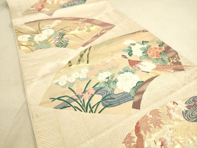 平和屋着物◎六通柄袋帯 唐織 地紙重ね鳳凰花文 金糸 逸品 DAAJ7500fc