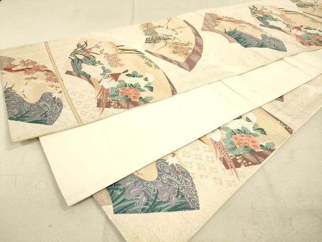 平和屋着物◎六通柄袋帯 唐織 地紙重ね鳳凰花文 金糸 逸品 DAAJ7500fc