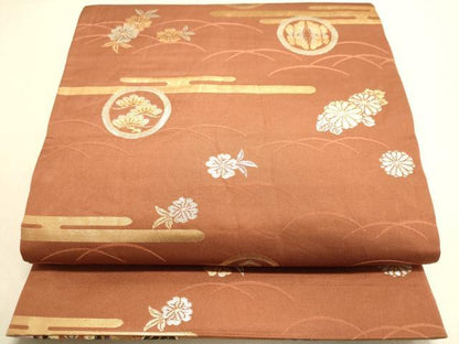 平和屋着物◎両面 六通柄袋帯 唐織 吉祥流水花間道 金糸 正絹 逸品 DAAJ7599fc
