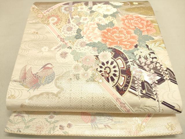 平和屋着物◎六通柄袋帯 唐織 几帳花車文 金糸 正絹 逸品 DAAJ7617fc