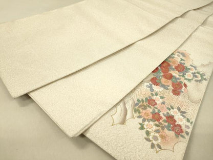 平和屋着物◎太鼓柄袋帯 風景花文 金銀彩 正絹 逸品 DAAJ7662fc