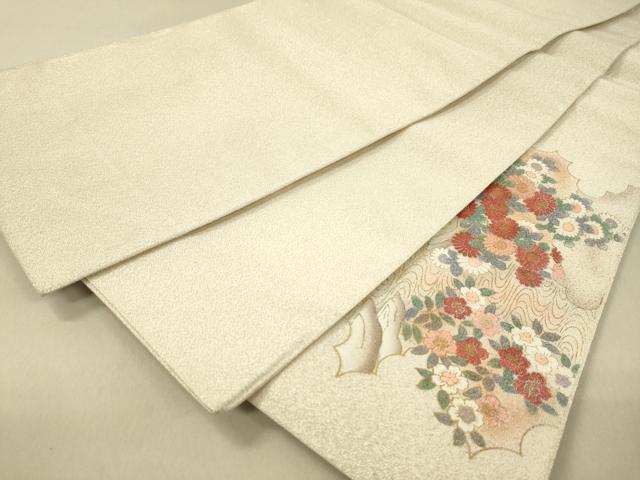 平和屋着物◎太鼓柄袋帯 風景花文 金銀彩 正絹 逸品 DAAJ7662fc