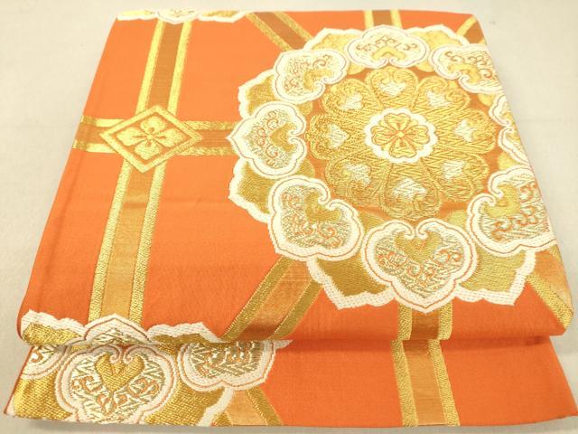 平和屋着物◎六通柄袋帯 正倉院花文 金糸 正絹 逸品 DAAJ7663fc