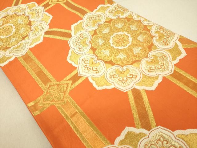 平和屋着物◎六通柄袋帯 正倉院花文 金糸 正絹 逸品 DAAJ7663fc