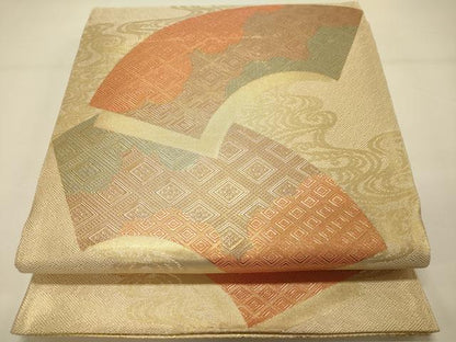 平和屋着物◎佐賀錦 両面 六通柄袋帯 地紙重ね吉祥文 金糸 正絹 逸品 DAAJ7738fc