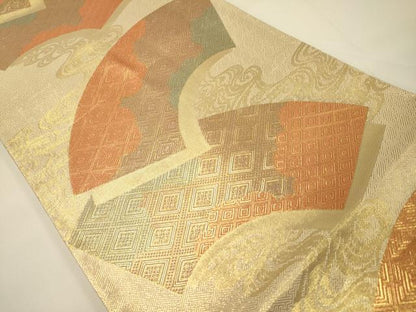 平和屋着物◎佐賀錦 両面 六通柄袋帯 地紙重ね吉祥文 金糸 正絹 逸品 DAAJ7738fc