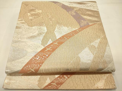 平和屋着物◎六通柄袋帯 籬花鳥文 金銀糸 正絹 逸品 DAAJ7744fc