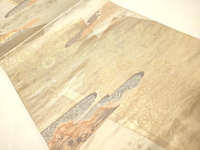 平和屋着物◎六通柄袋帯 色紙重ね吉祥花文 金糸 正絹 逸品 DAAJ7747fc