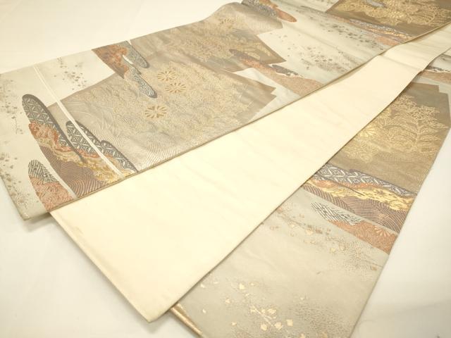 平和屋着物◎六通柄袋帯 色紙重ね吉祥花文 金糸 正絹 逸品 DAAJ7747fc