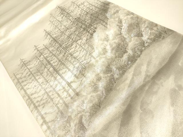 平和屋着物◎太鼓柄袋帯 作家物 手描き 樹林風景文 金糸 正絹 逸品 DAAJ7755fc