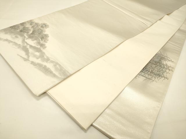 平和屋着物◎太鼓柄袋帯 作家物 手描き 樹林風景文 金糸 正絹 逸品 DAAJ7755fc