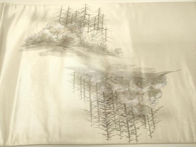 平和屋着物◎太鼓柄袋帯 作家物 手描き 樹林風景文 金糸 正絹 逸品 DAAJ7755fc