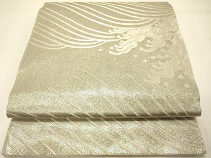 平和屋着物◎全通柄袋帯 立波文 金銀糸 正絹 逸品 DAAJ7756fc