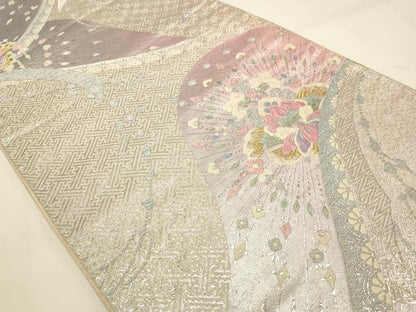 平和屋着物◎六通柄袋帯 唐織 洋花文 金銀糸 正絹 逸品 DAAJ7768fc